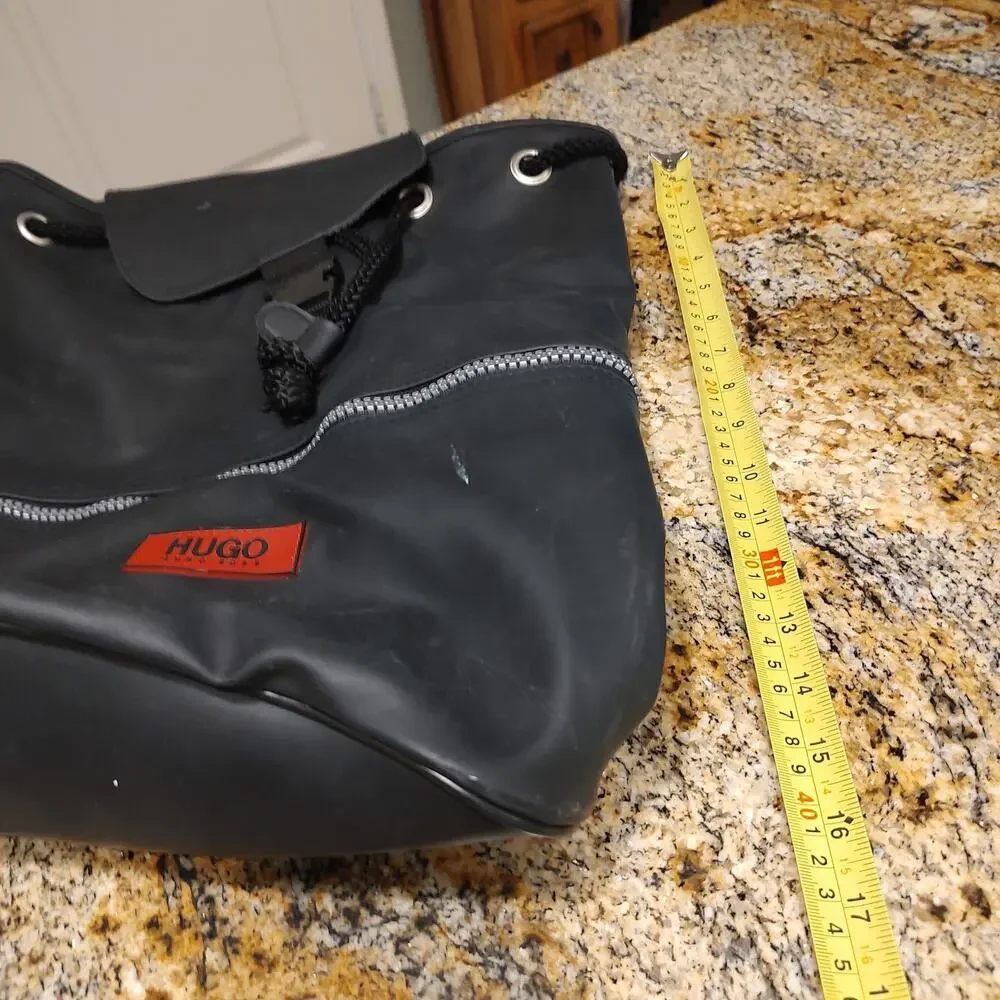 Hugo Boss Black Backpack Bag with Red Logo ID HUGO